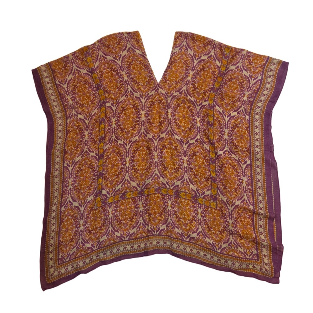 Theodora & Callum Purple and Yellow Patterned Textile Poncho!